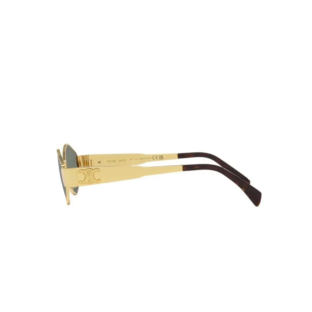 New Celine CL40254U 30N Sunglasses Gold Frame Geometric Shape Authentic